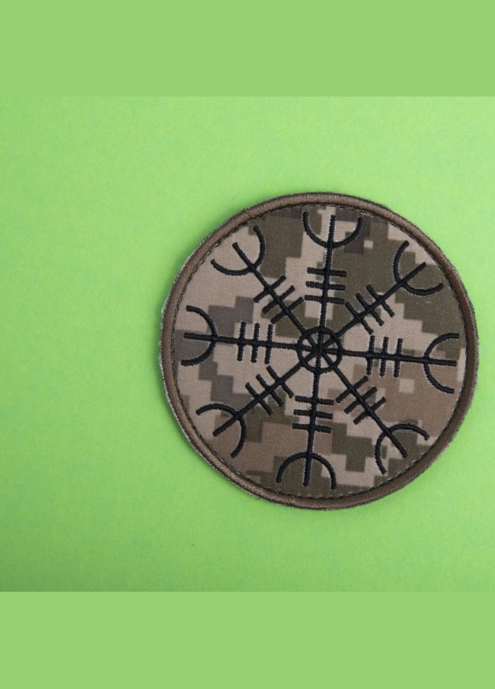 Шеврон на липучці оберіг Агісхьяльм 7,5 см вишитий патч нашивка IDEIA (275869754)