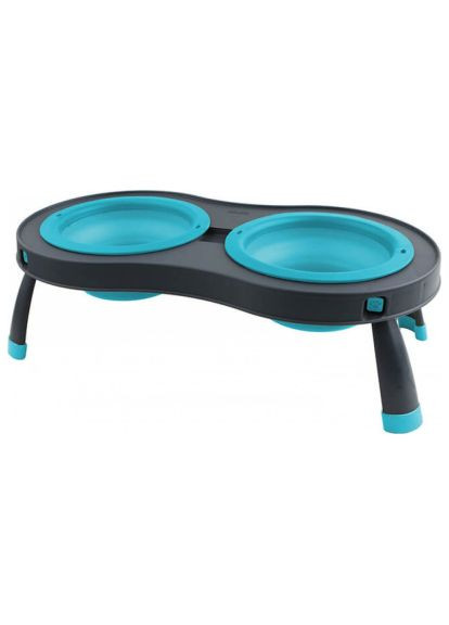 Посуда для собак Миска двойная на сложной подставке-большая 600 мл голубая (0084297306892) Dexas Миска подвійна на складній підставці-велика 600 мл (366691425)