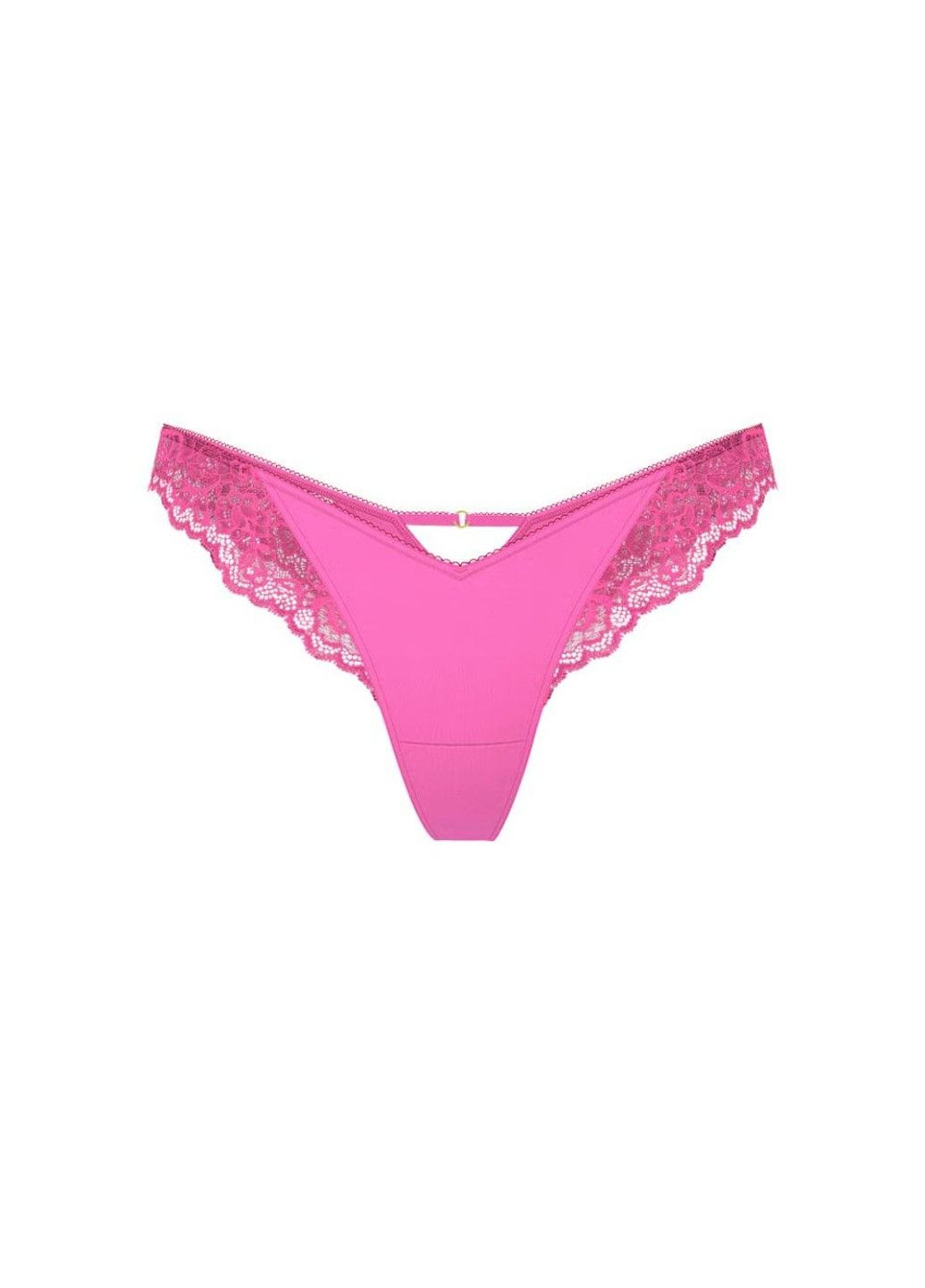 Трусики-стрінги люксові Rose Lace-Trim High-Leg Thong Panty рожеві Victoria's Secret (361010416)