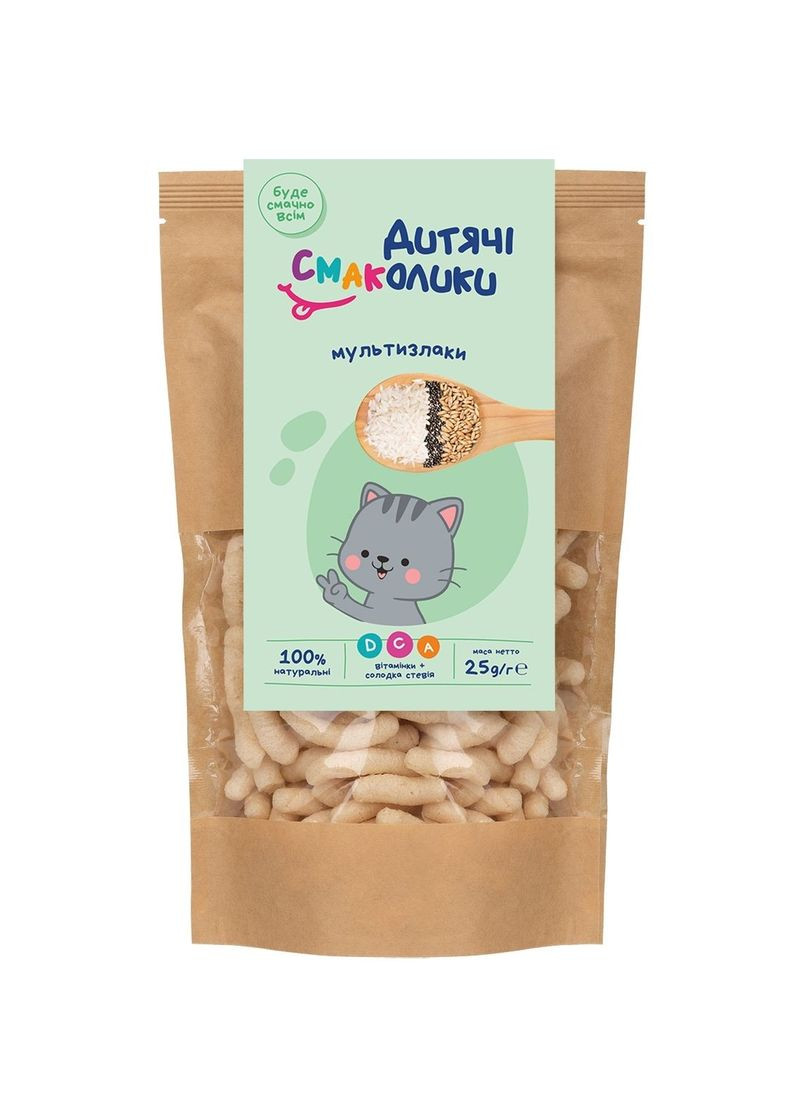 Палички неглазуровані Мультизлаки з чіа та солодкою стевією, 25 г Дитячі смаколики (333141639)