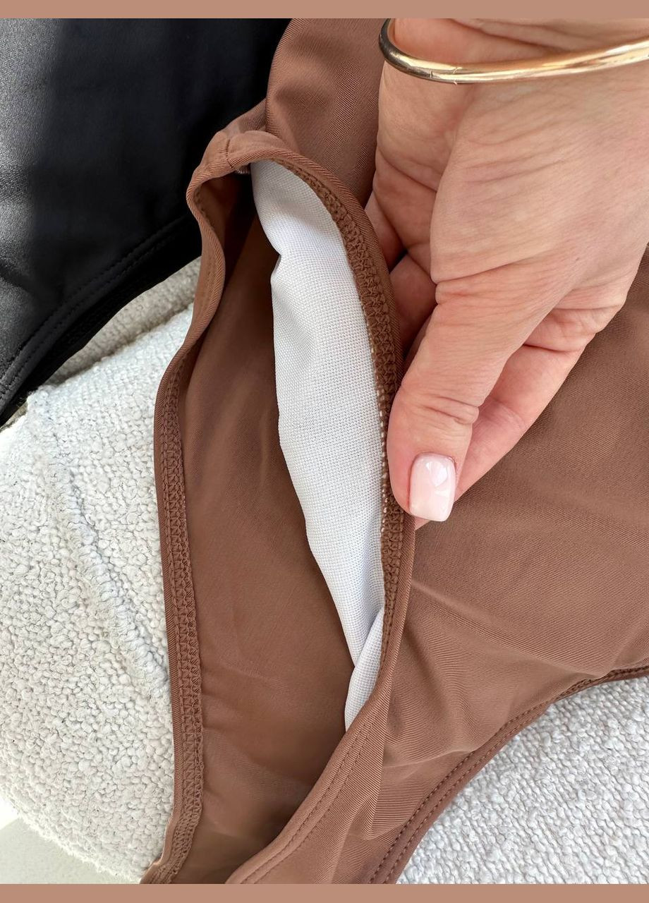 Светло-коричневый летний женский купальник слитный No Brand