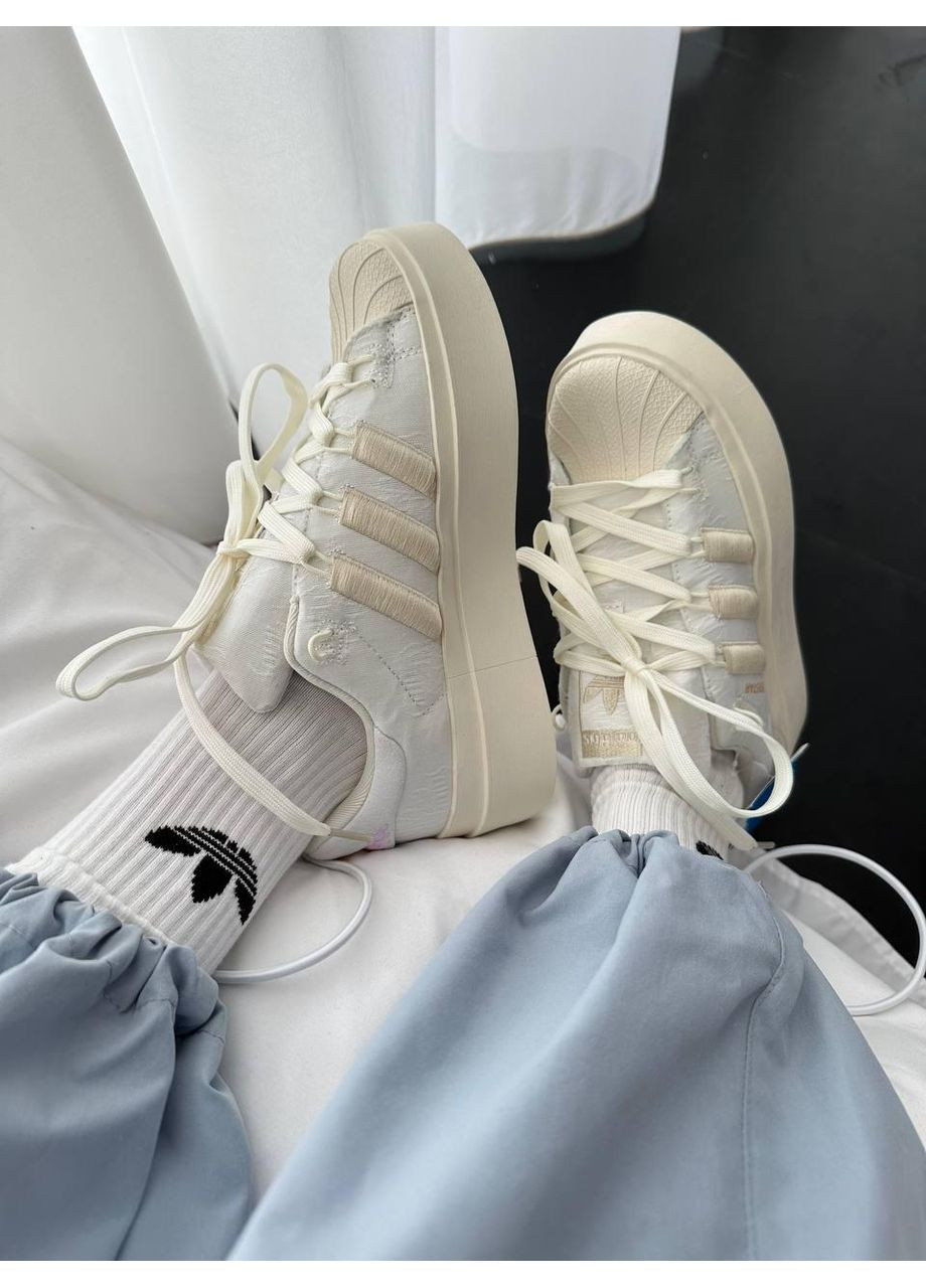 Бежеві Осінні кросівки чоловічі adidas superstar bonega white beige адідас суперстар No Brand