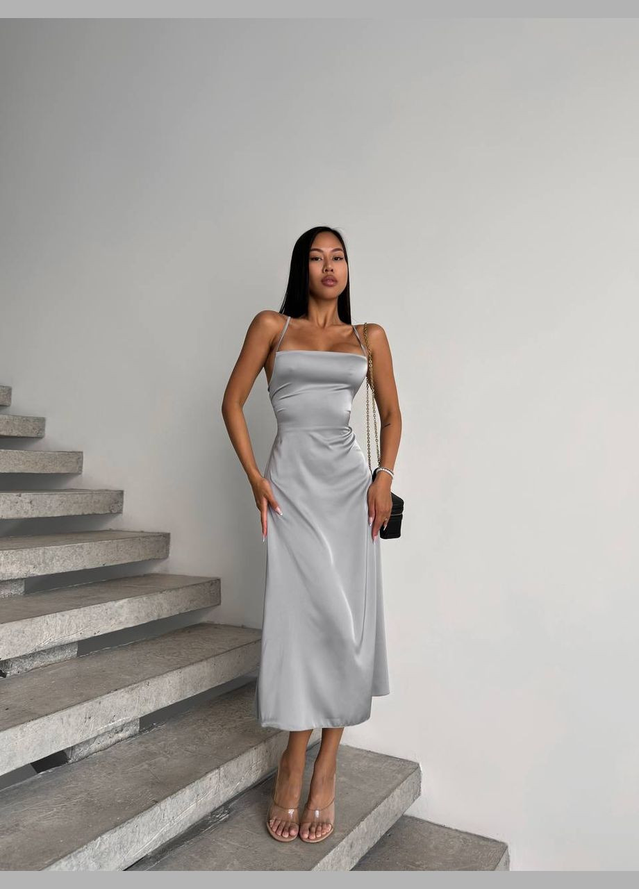 Сіра жіноча сукня шовк No Brand