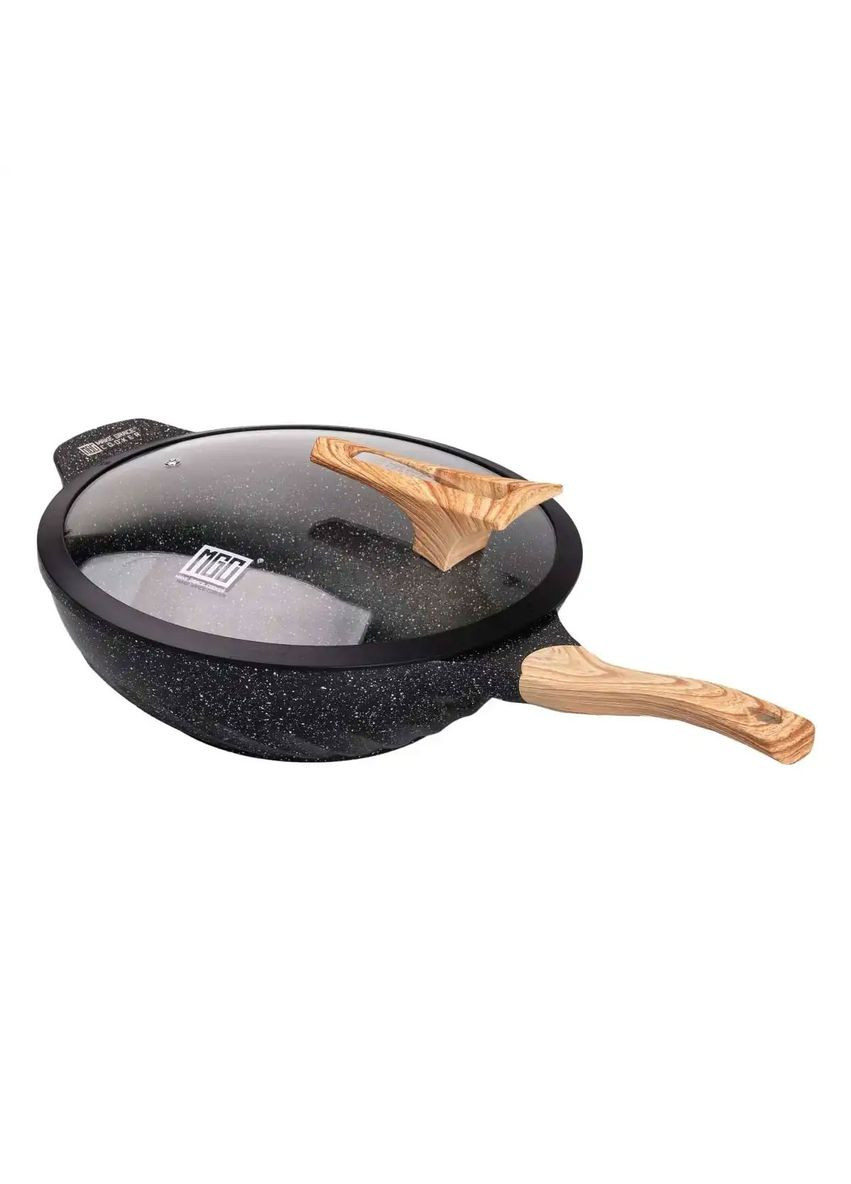 Алюминиевая сковорода 5,8 л, мраморное антипригарное покрытие, Ø 32 см, с лопаткой для приготовления HP-4-449 (A-033011) MGC (342759175)