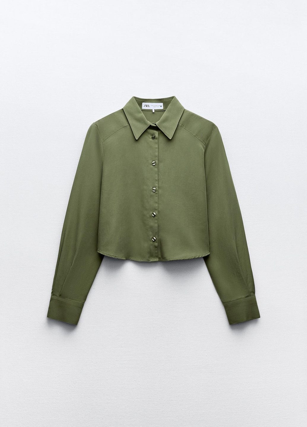 Оливковковая (хаки) повседневный рубашка однотонная Zara