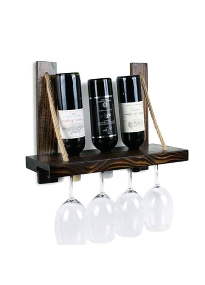 Настінна винна полиця з дерева Тікуго капучино (ПНК-007209) No Brand (327424978)