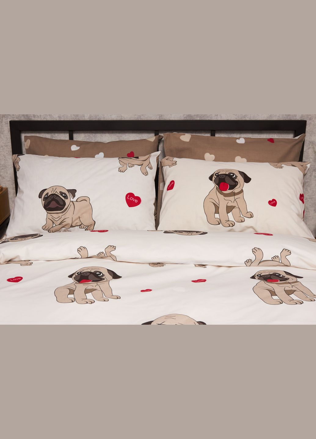Комплект постельного белья Бязь Gold Люкс «» полуторный евро 160х220 наволочки 4х70х70 (MS-820005729) Moon&Star Bulldog Love (302973916)