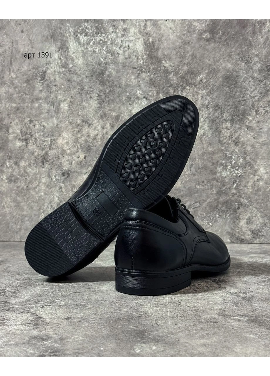Черные классические туфли черного глянцевого цвета derby ns black leather No Brand