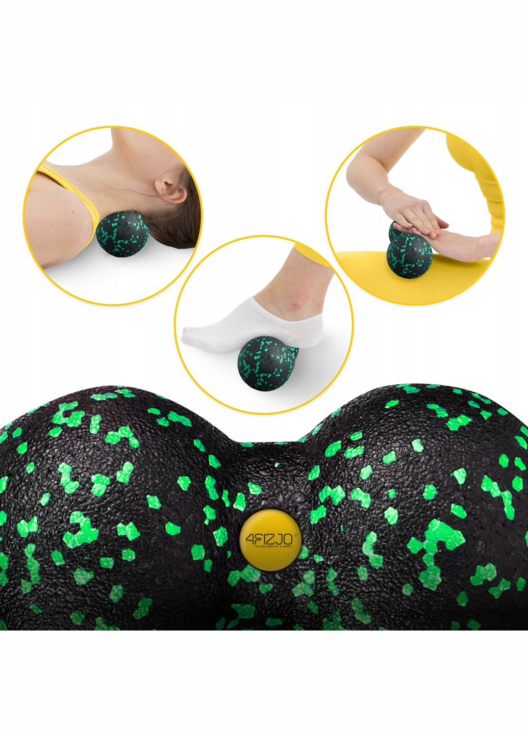 Масажний м'яч подвійний EPP DuoBall 08 Black/Green () 4FIZJO P-5907222931295 (275653827)