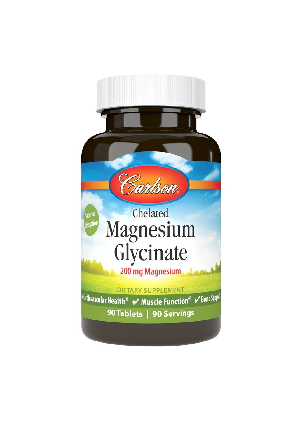 Витамины и минералы Chelated Magnesium Glycinate, 90 таблеток Carlson Labs (293416445)