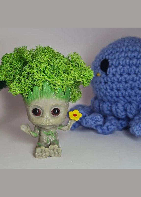 Декор со стабилизированным мхом Грут с цветочком 7 см No Brand (372083580)