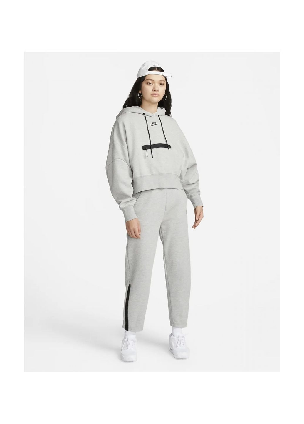 Худі жіноче Sportswear Tech Fleece Over-Oversized Cropped Pullover Hoodie Grey Dr4973-063 Nike (365962339)