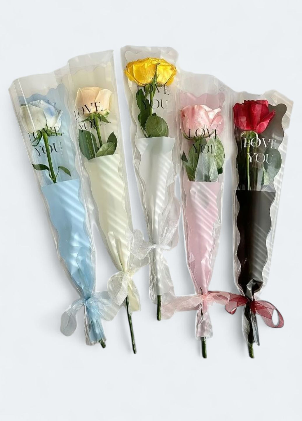 Пакеты для упаковки букетов с надписью "Love You" набор 5 штук No Brand (323644455)