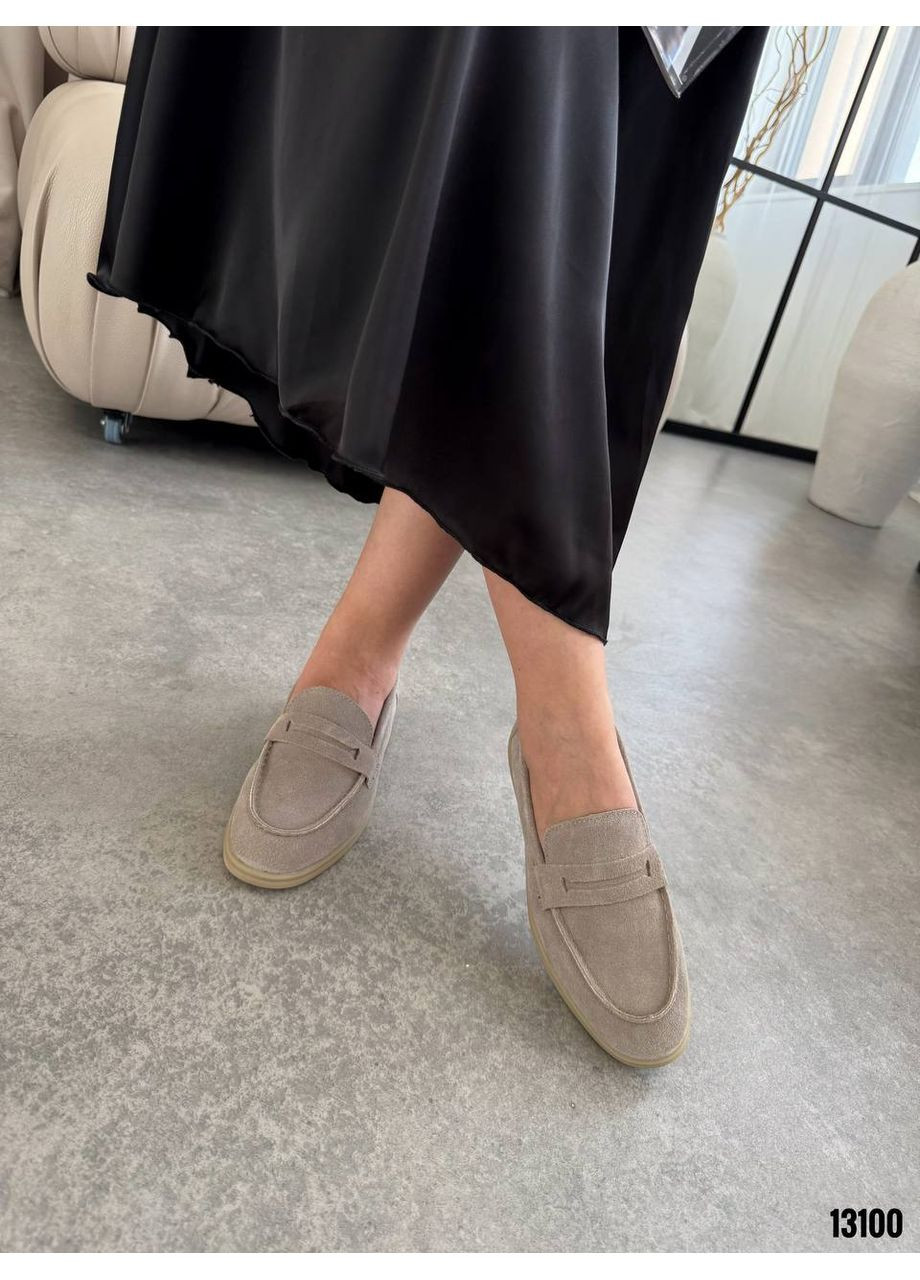 Бежевые лоферы 13100 (беж, натуральная замша) No Brand