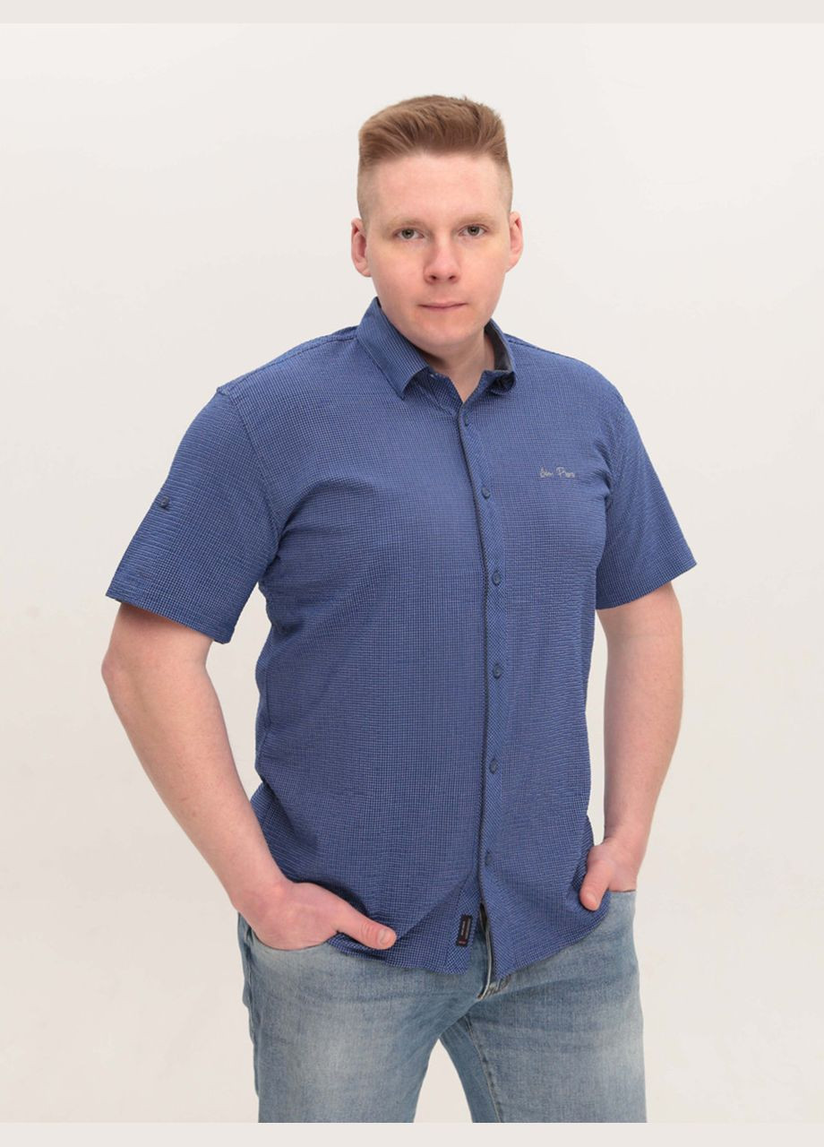 Синяя повседневный рубашка в клетку Jean Piere