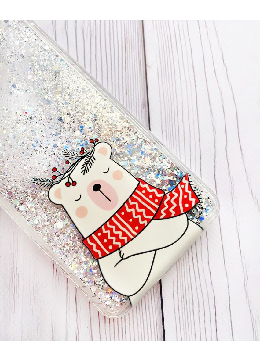 Чехол с плавающими серебряными блестками на Samsung Galaxy A15 Медведь в шарфе (принт 147) Creative (362025821)