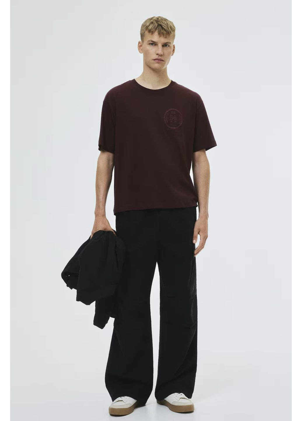 Сливовая футболка H&M loose fit