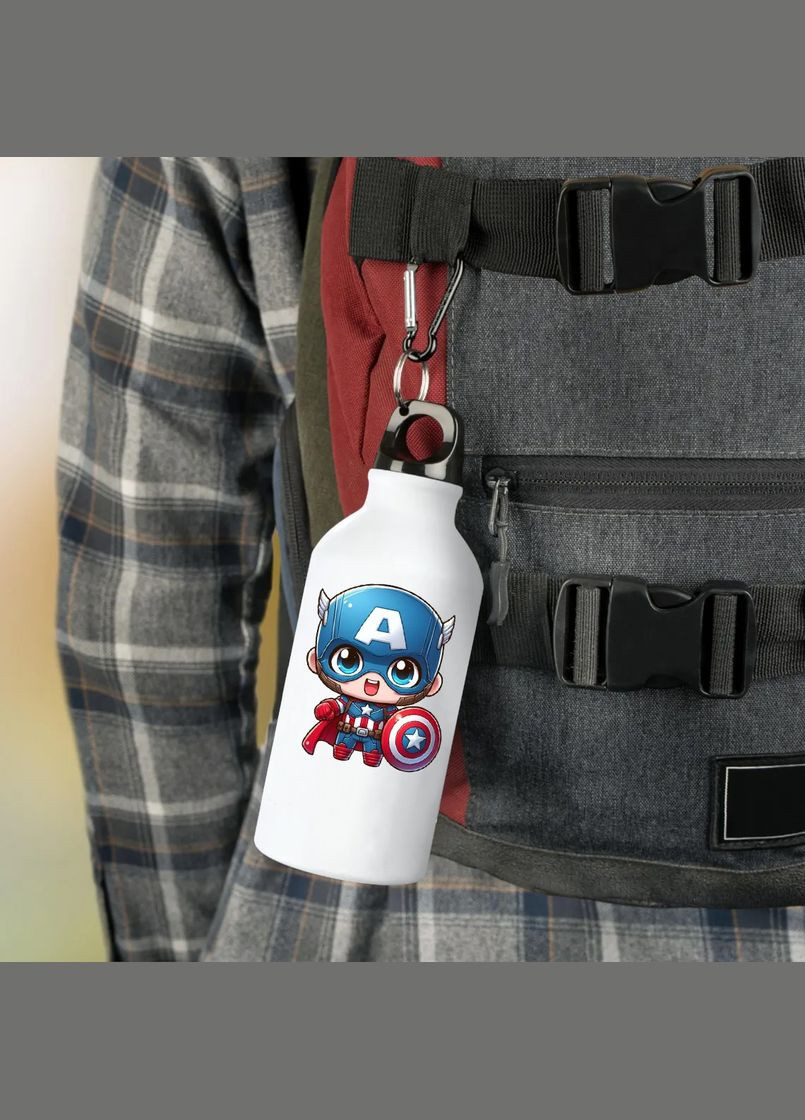 Фляга (бутылка) для воды с карабином Детская #020 500 мл Белый No Brand (323639252)