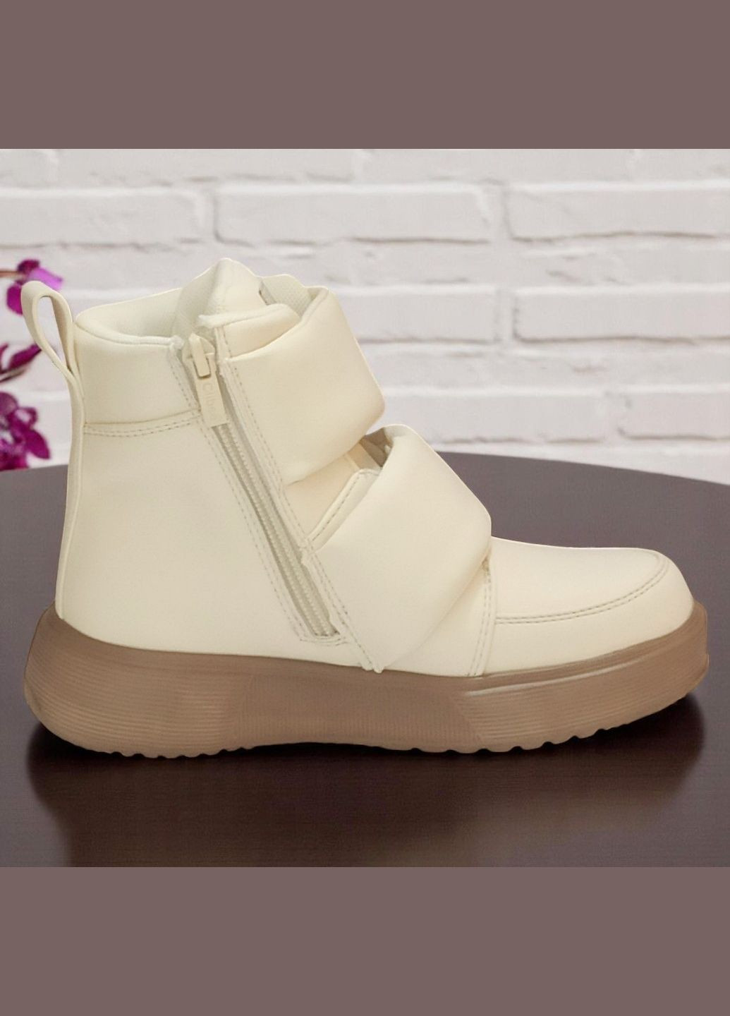 Бежевые повседневные осенние демисезонные ботинки утепленные хайтопы на липучках для девочки клиби Clibee