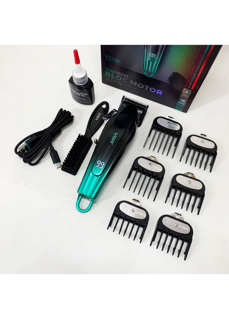 Аккумуляторная машинка для стрижки V-662. Цвет: зеленый VGR (364664266)