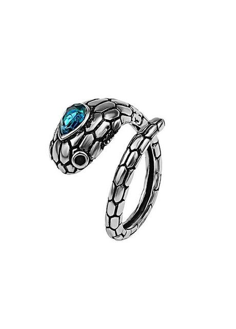 Кольцо в виде змеи серебристая змея с синим камнем на голове размер регулируемый Fashion Jewelry (285110620)