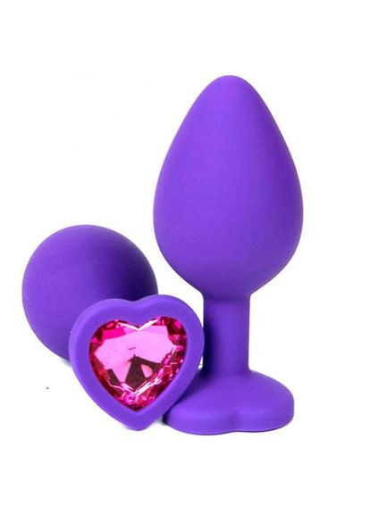 Анальна пробка 3 см S силіконова серце з каменем TOYFA Silicon Plug + мішечок No Brand (303911583)