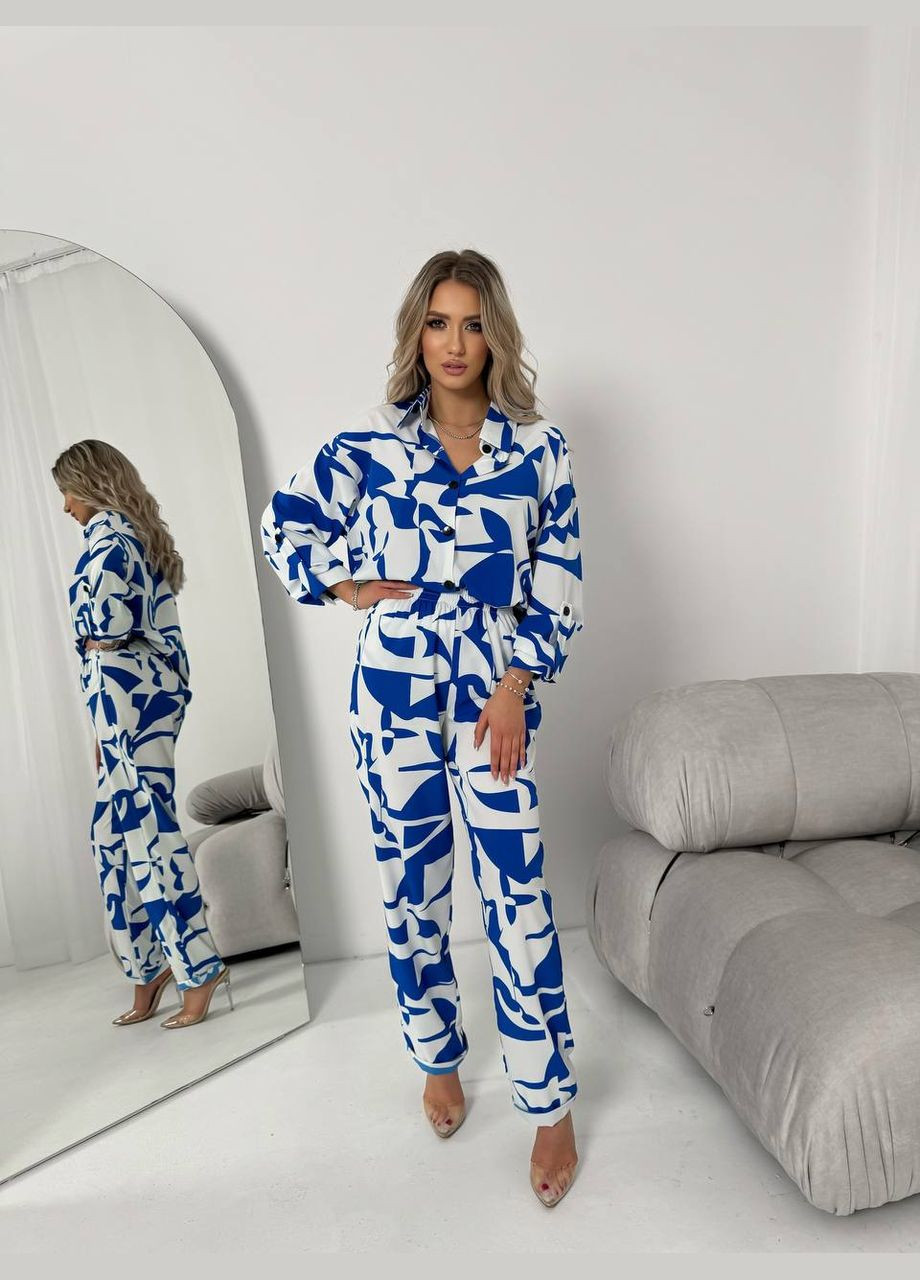 Женский костюм из шелкового софта цвет синий р.42/44 454737 New Trend (290111594)