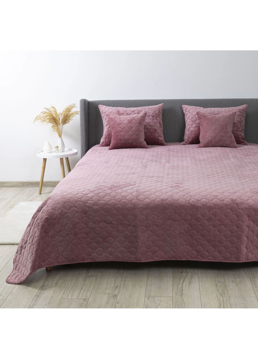 Евро покрывало 240*260 см велюровое гипоаллергенное Темно-розовое (24590240260) ТЕП (364100077)