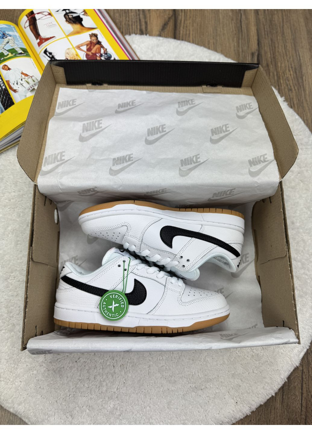 КРОССОВКИ ЖЕНСКИЕ NIKE SB DUNK WHITE BLACK НАЙК СБ ДАНК No Brand чёрные демисезоны (367170337)