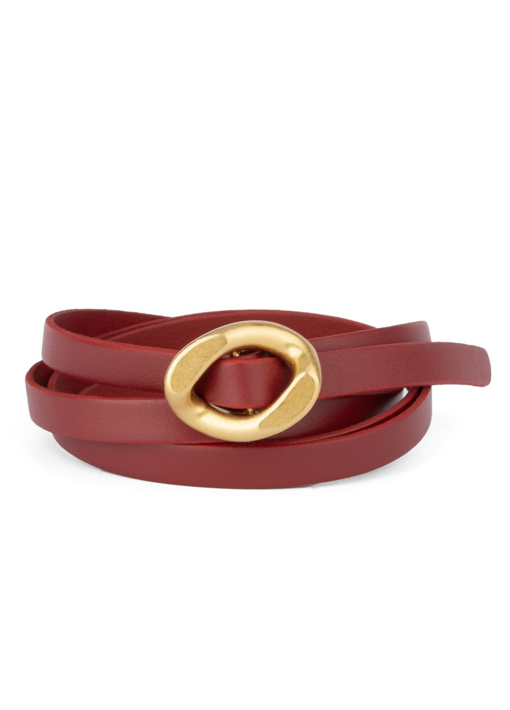 Ремінь шкіряний жіночий вузький червоний HC-1001 (115 см) до сукні HandyCover (335007541)