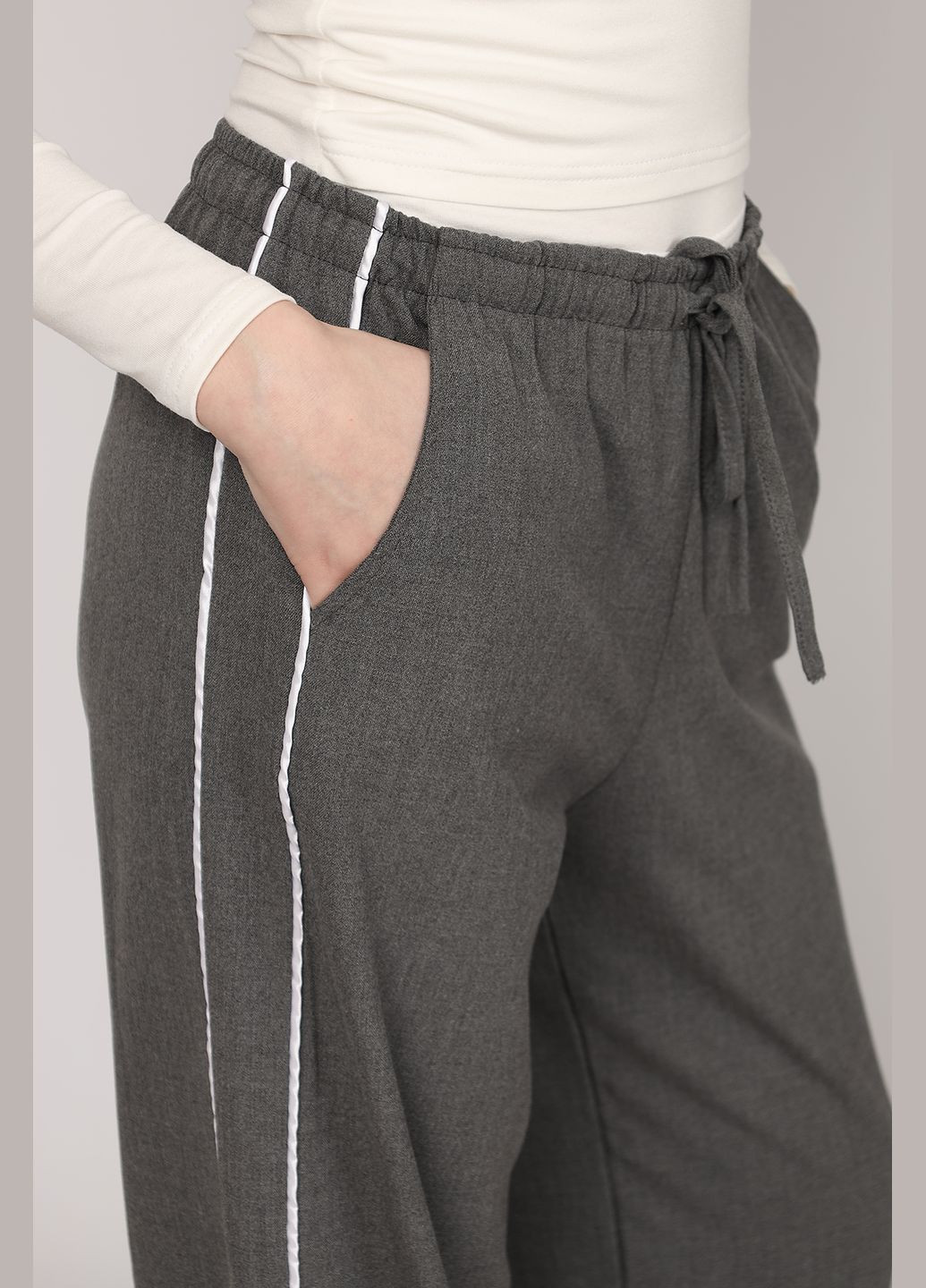 Штаны широкие женские цвет серый CB-00271849 Elegant (323142628)