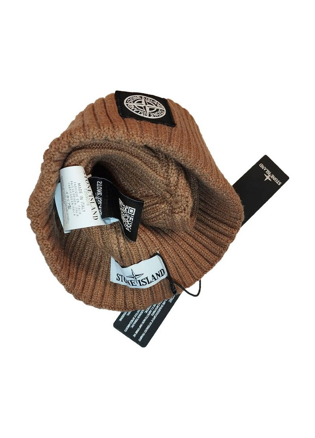 Шапка black logo one size колір коричневий Stone Island (314964609)