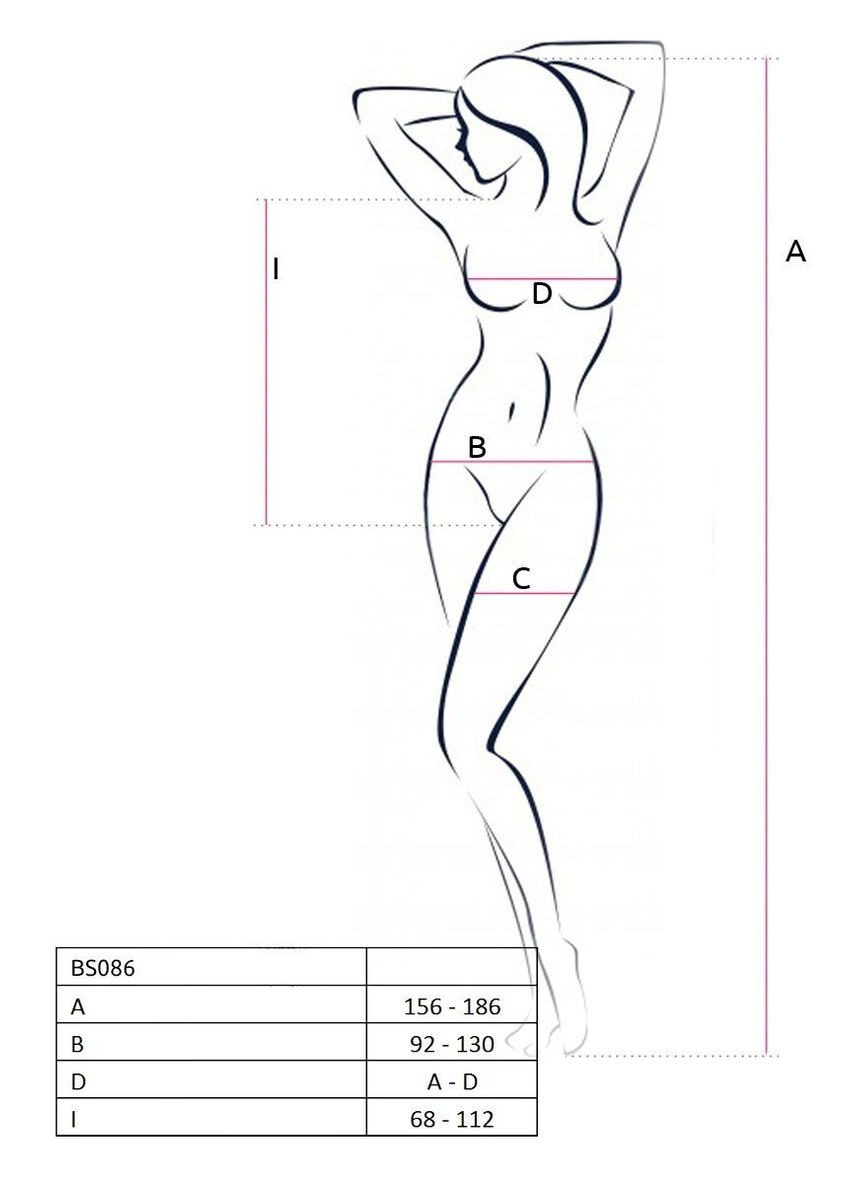 Бодистокинг с доступом BS086 black, вертикальная сетка, вырез на спинке Passion (297573390)