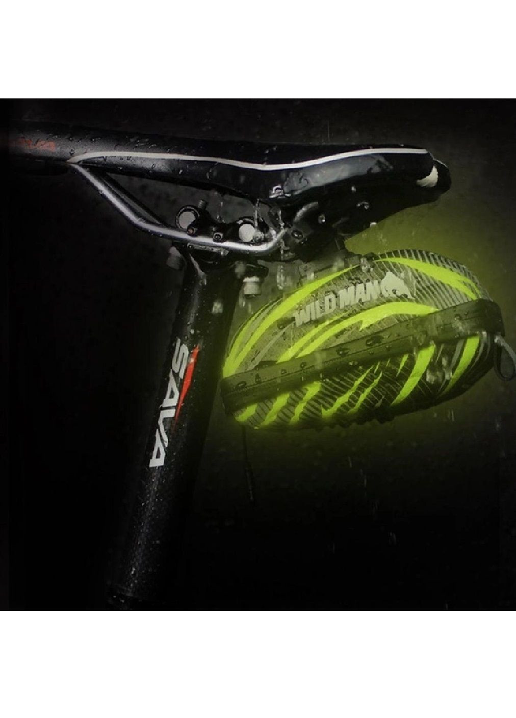 Велосумка сумка бардачок водонепроникна на велосипед зі світловідбивним елементом 16х9.5 см (476373-Prob) Чорна із зеленим Unbranded (280897919)