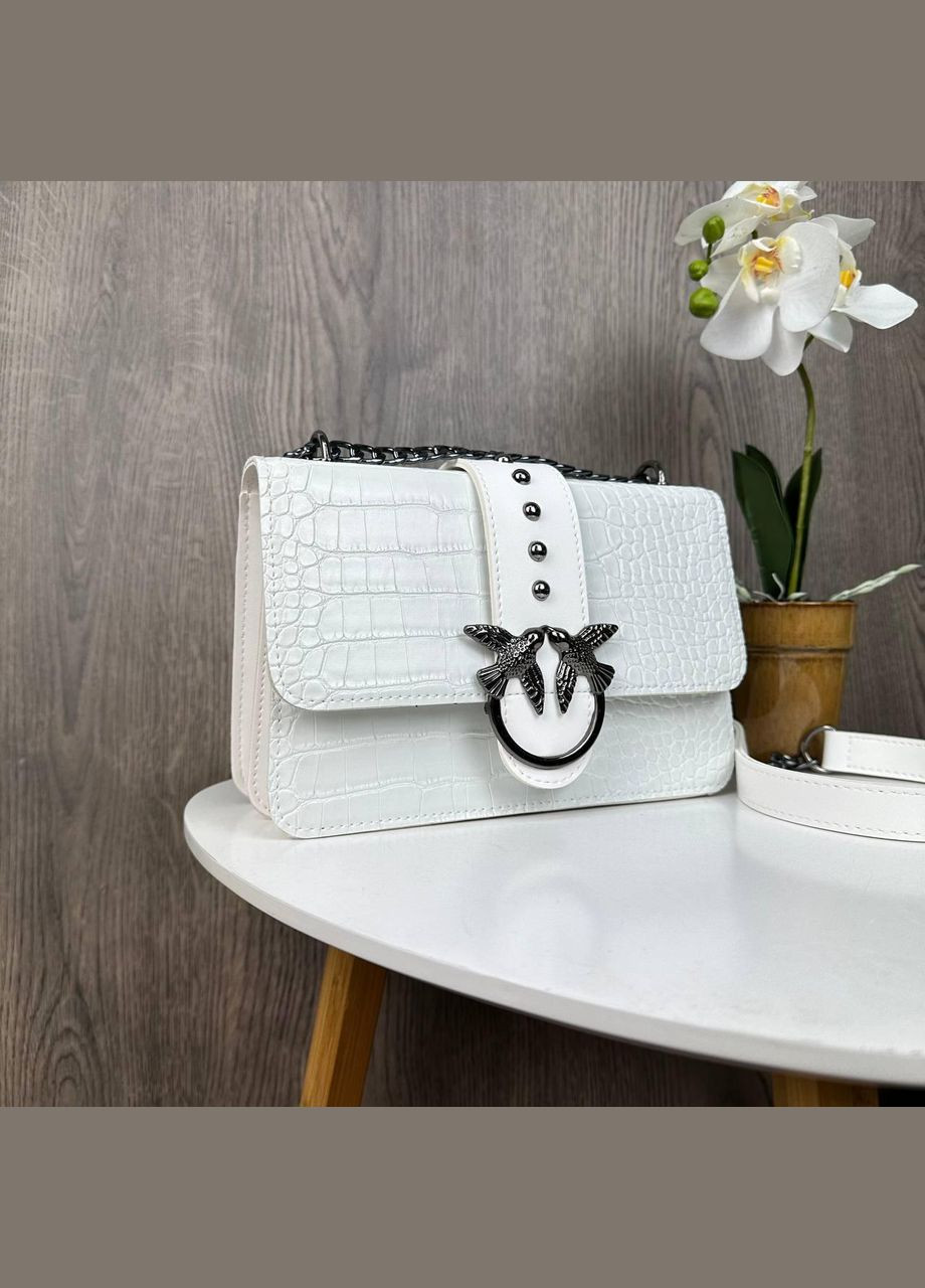 Мини сумочка клатч экокожа рептилия с птицами белая (sku_836Б) No Brand (330576622)