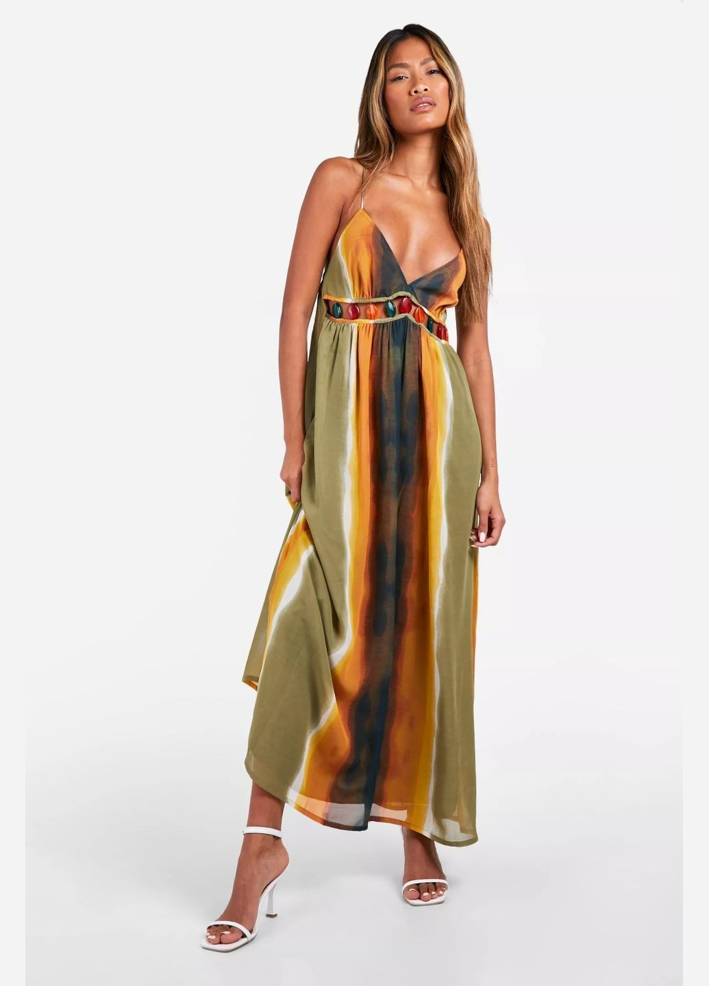 Комбинированное кэжуал платье Boohoo с абстрактным узором