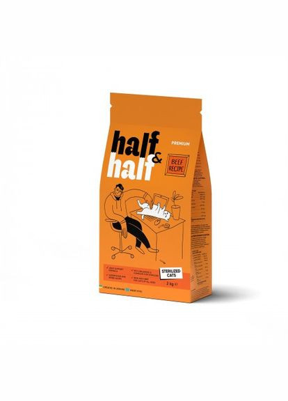 Сухий корм Half&Half для стерилізованих котів, з яловичиною, 2 кг (*) No Brand (323219860)