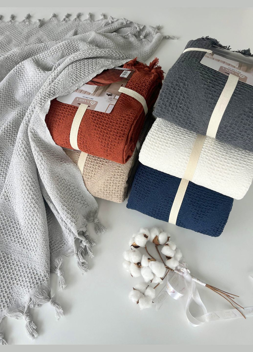 Плед-покривало Бавовна Синій Євро 200х230 см TC303375968 TURComFor (335008075)