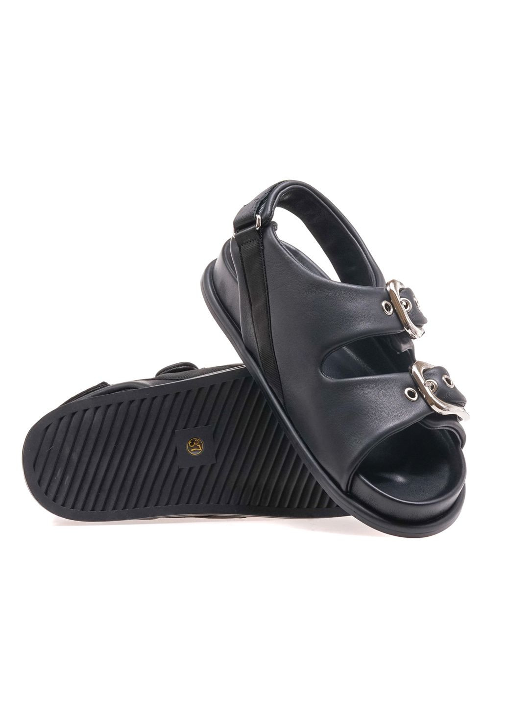 Черные шлепанцы женские am0972/black leather Arees Meniwa