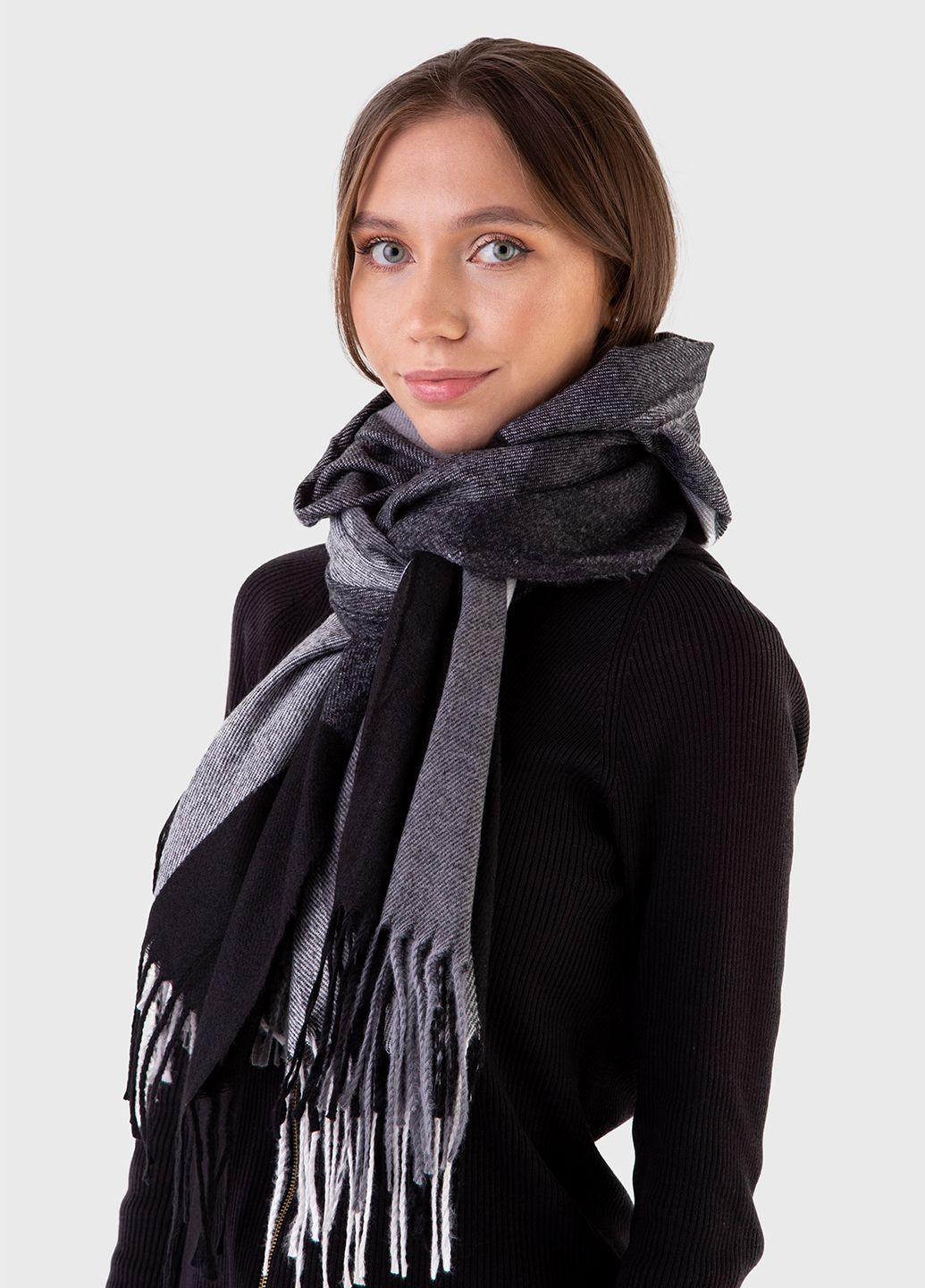 Теплий кашеміровий палантин Madrid 444036 Чорний 185*60 см Merlini (304039598)