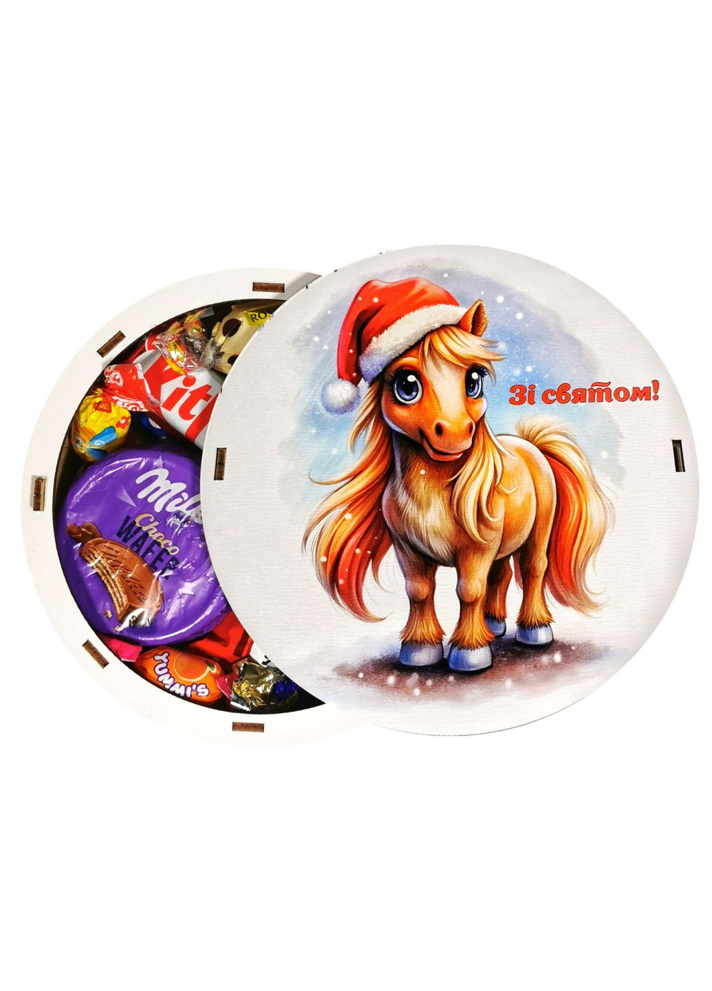 Подарунок №42/7 “Солодка зима Поні ” 245г (15х15х5см, у дерев'яній коробці) Унікальна цукерка (372656199)