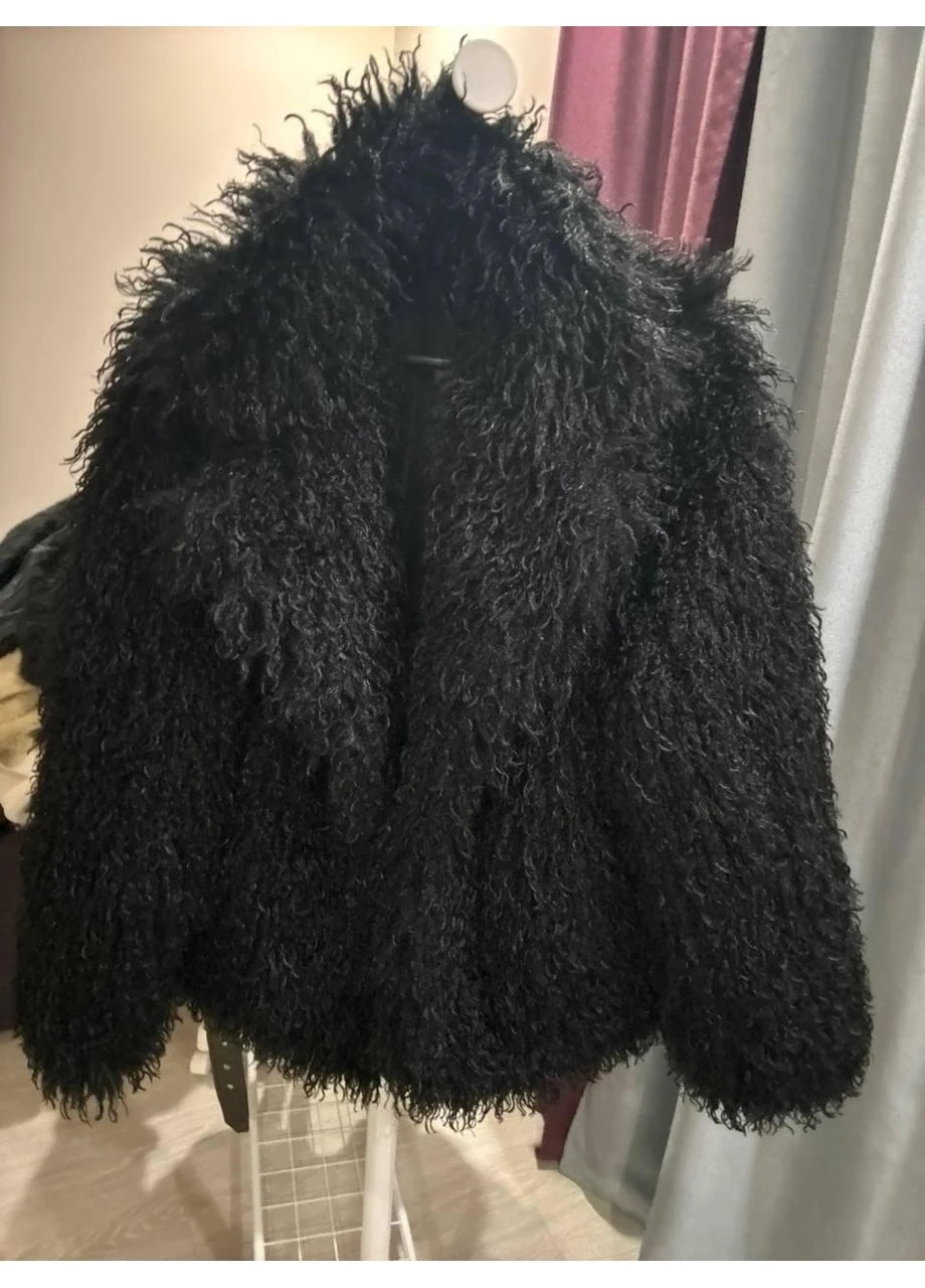 Женская шубка из искусственного меха Лама короткая оверсайз No Brand (401284262)