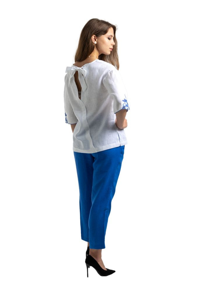 Біла жіноча вишита блуза із лляного полотна (fm2815) Folk Moda (365729662)