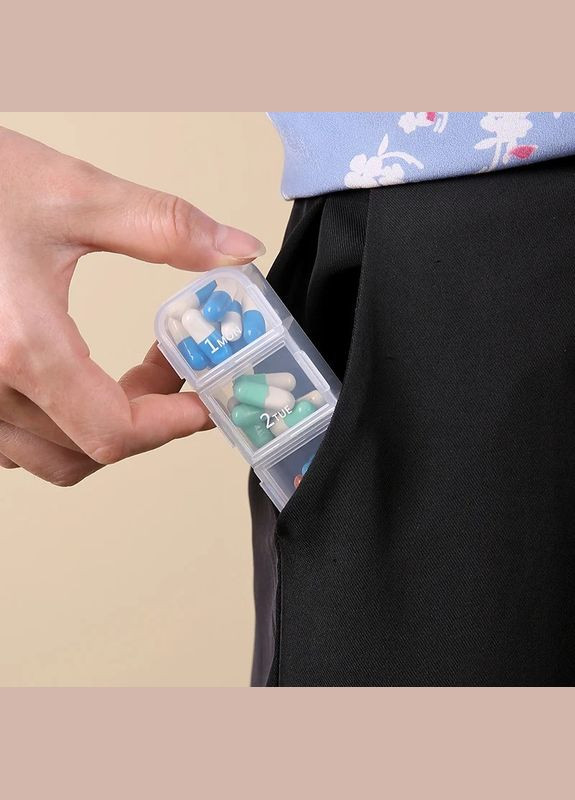 Таблетниця, органайзер для таблеток на 3 знімні секції, 7 відсіків Meds, синя More (299914623)