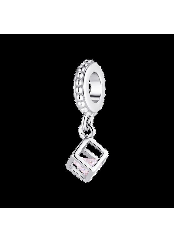 Підвіс срібний розділювач на браслет Куб з білим фіанітом всередині No Brand (354721441)