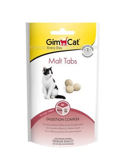 Вітамінізовані ласощі для кішок GimCat Malt Tabs для виведення вовни, 40г Gimpet (292260024)