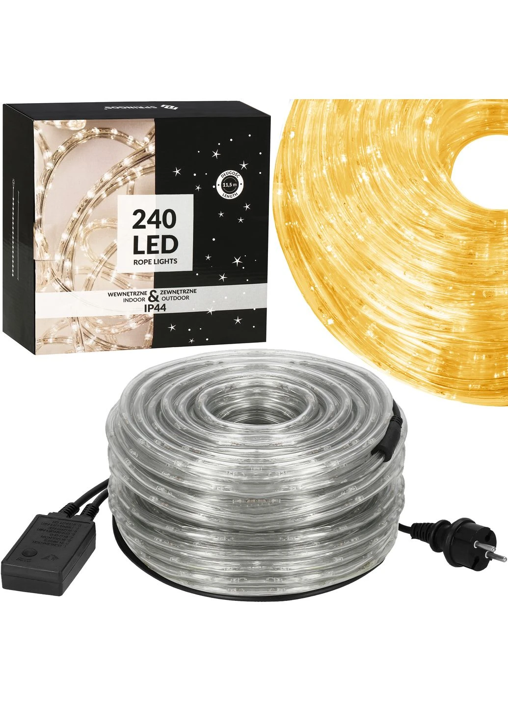 Гірлянда дюралайт вулична (зовнішня) Rope Lights 10 м 240 LED Warm White Springos CL1200 (275095309)