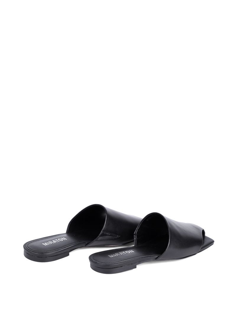 Черные женские шлепанцы ry786-92 черная кожа MIRATON