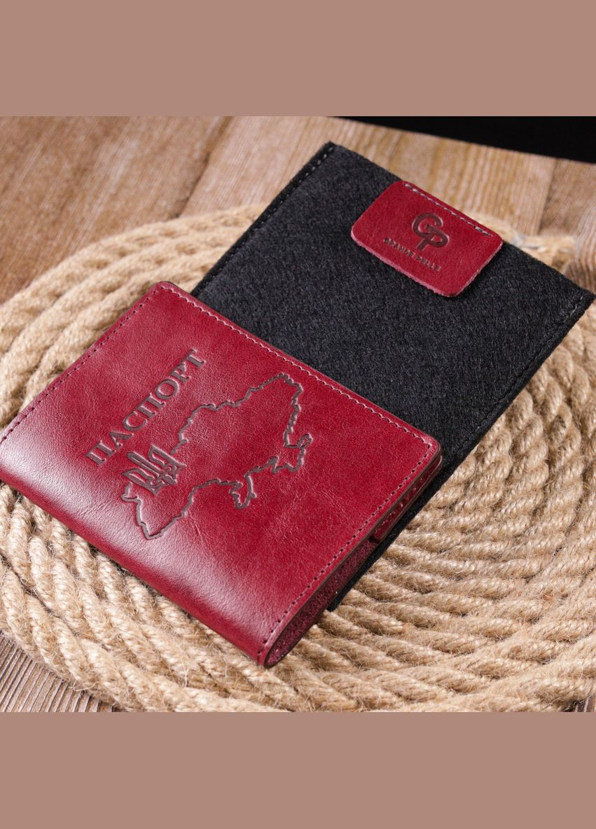 Прекрасная кожаная обложка на паспорт Карта 16776 Бордовая Grande Pelle (331913475)