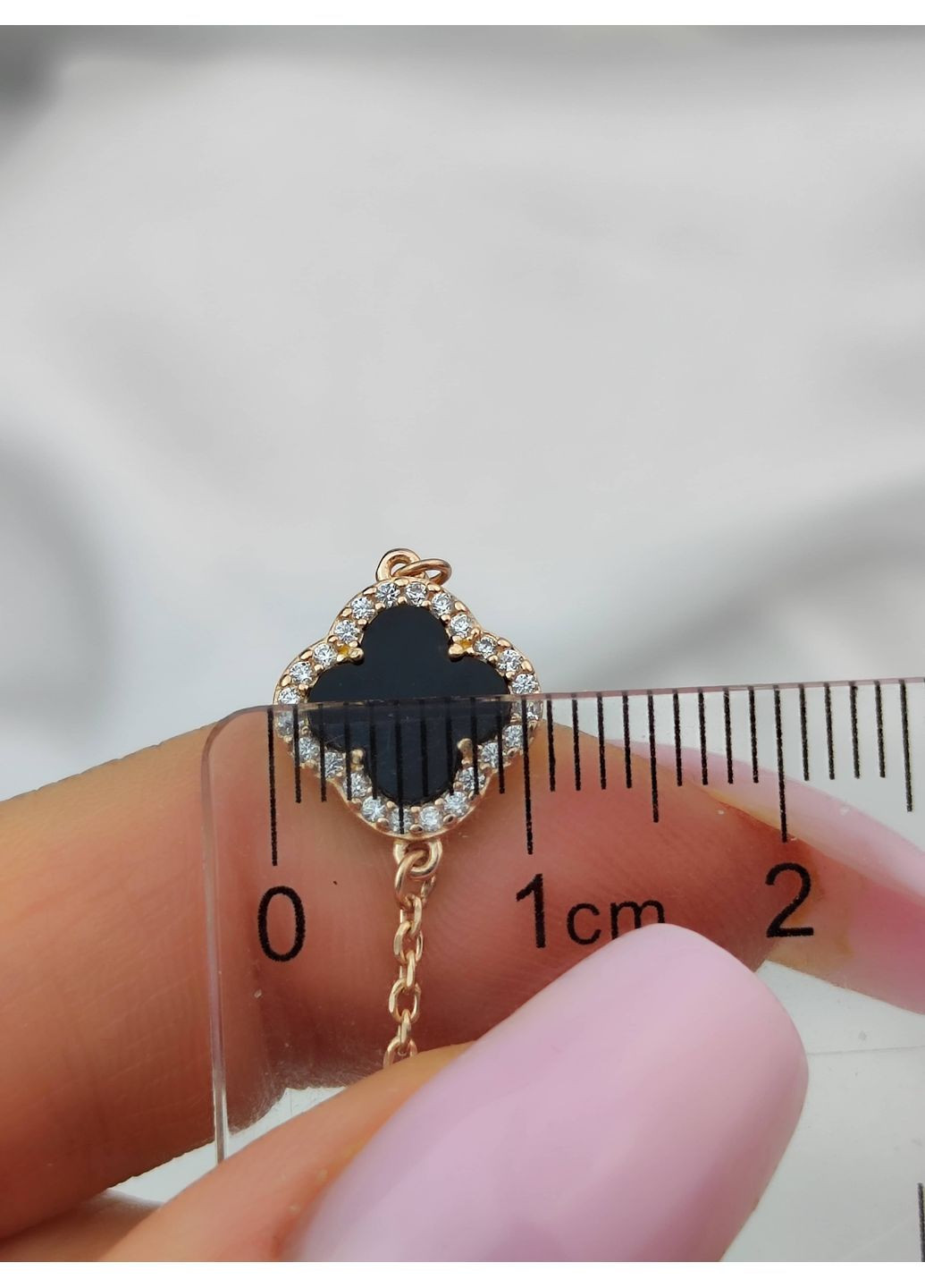 Браслет срібний 925 проби в позолоті - Конюшина з Оніксом та камінцями на 4 квітки No Brand (369136388)